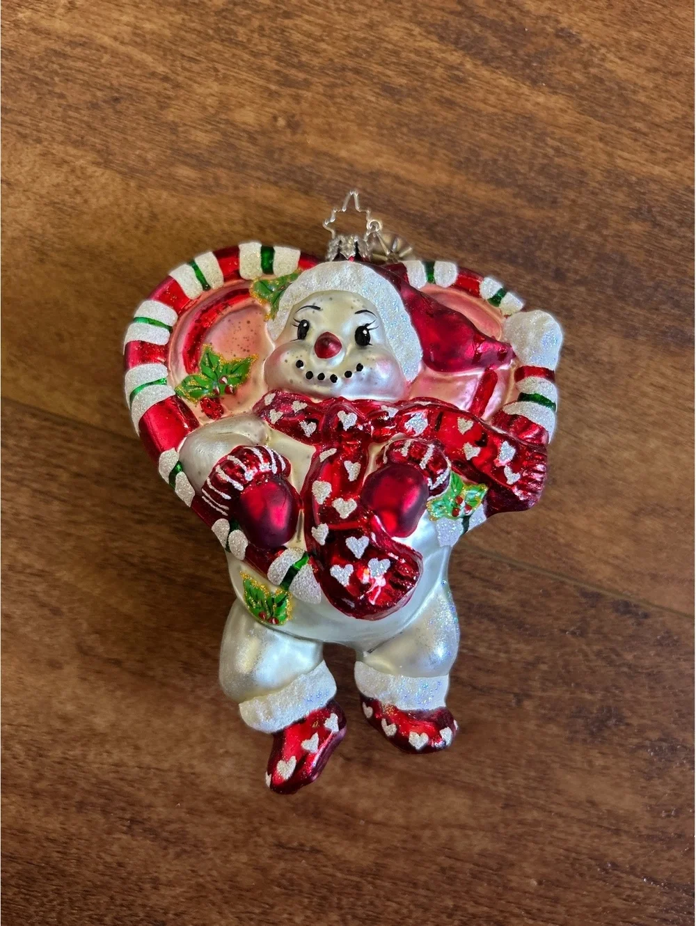 Christopher Radko Vintage Glass Snowman Heart Christmas Ornament